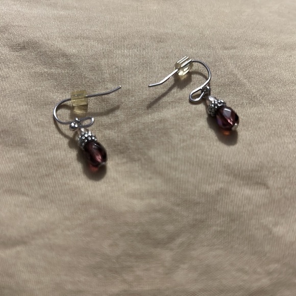 18 inch or less necklace with purple and iridescent beads. Matching earrings - Picture 3 of 3